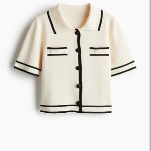H&M Cream Black Trim Cardigan